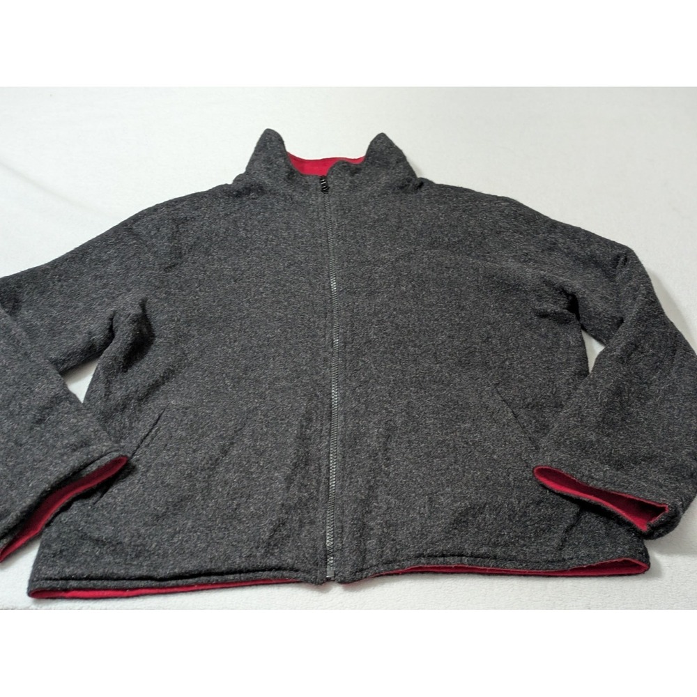 Peruvian Link Alpaca Reversible Jacket Women Med Full Zip Wool Peru Red Gray